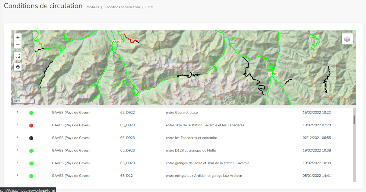 Gestion des conditions de circulation