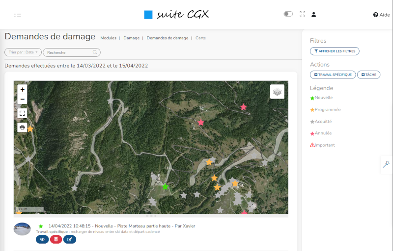 CGx Damage Carte Demande Travail