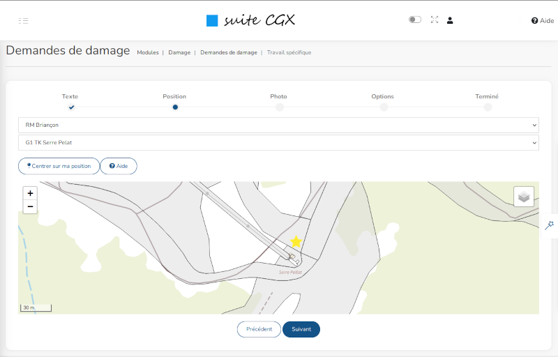 CGx Damage Création Demande Travail