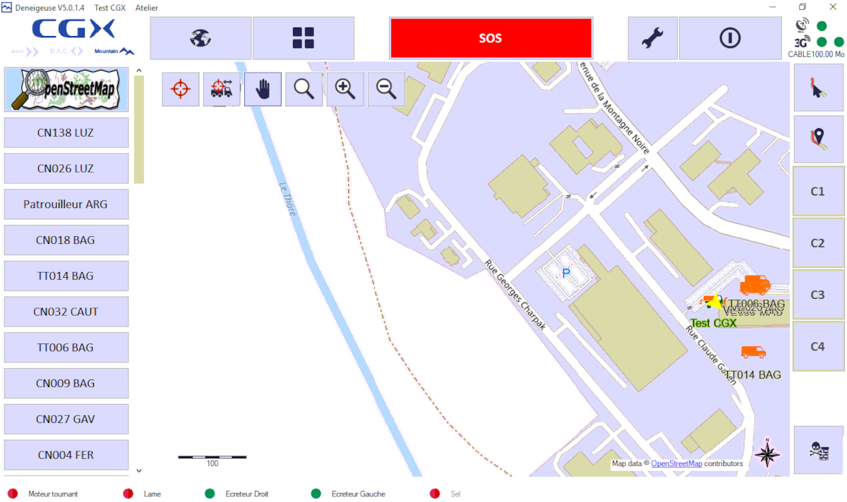 L'interface principale de l'application embarquée